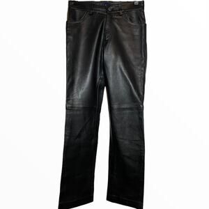 Vintage Gap Leather Pants Y2K Bootcut Mid Rise Button Closure Black Large 26"